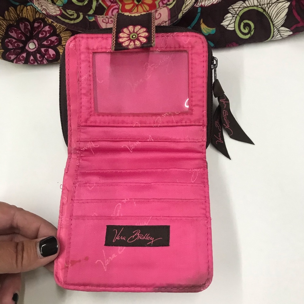 Vera Bradley flower print purse with matching wallet - Picture 5 of 8
